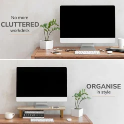 Anji Mountain Mango Wood & Metal Monitor Stand, Up to 32" Monitor, and Gold (MS-MNG-06GLD)* Monitor Mounts & Stands