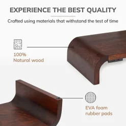 Anji Mountain Mango Wood Monitor Stand with Two USB Ports, Up to 32