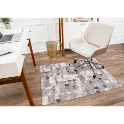 Outlet Rug'd Aarhus Carpet & Hard Floor Chair Mat, 36" x 48'', Gray/White (AMB9007) Chair Mats
