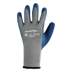 Work Gloves<Ansell 80-100 Poly/Cotton/Natural Rubber Gray/Blue Latex Gloves, Size Group 8, 12/Pair