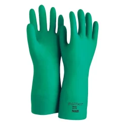 Work Gloves<Ansell Sol-Vex Unsupported Nitrile Gloves, Flock Lined, Straight Cuff, Size 10, Green, 12 Pair/Box (37-175-10)