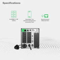 Battery Backup<APC Series 750VA UPS with SmartConnect, 6-Outlets, Black (SMT750C)