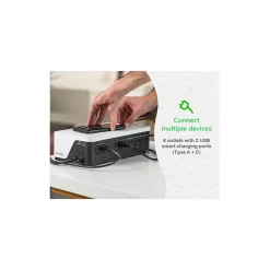 Battery Backup<APC UPS Battery Backup, 1050VA UPS with 6 Backup Battery Outlets, USB Type-C, White (BE1050G3)