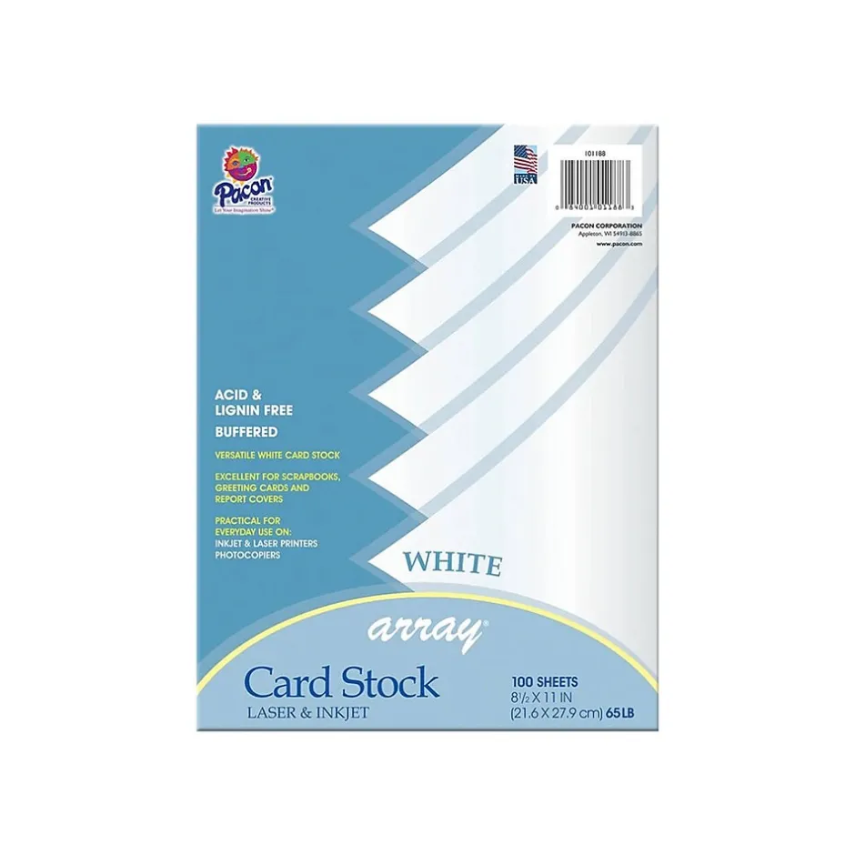 Online 65 lb. Cardstock Paper, 8.5" x 11", White, 100 Sheets/Pack (101188) Card Stock