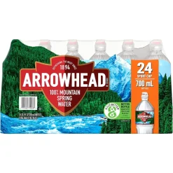 Bottled Water<Arrowhead 100% Mountain Spring Water, Regular Flavor, 700ml Bottles with Sport Cap, 24/Carton (12086824)