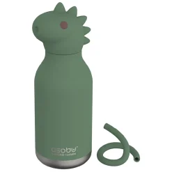Water Bottles<ASOBU Bestie Bottle Dinosaur Stainless Steel Vacuum Insulated Water Bottle, 16 oz., Green (ADNASBV44DI)