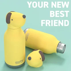 Water Bottles<ASOBU Bestie Bottle Dog Stainless Steel Vacuum Insulated Water Bottle, 16 oz., Yellow (ADNASBV44DO)