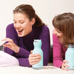 Water Bottles<ASOBU Bestie Bottle Kitty Vacuum Insulated Stainless Steel Water Bottle with Reusable Flexi Straw, 16 oz., Blue (SBV44CA)