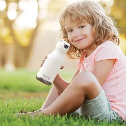 Water Bottles<ASOBU Bestie Bottle Teddy Bear Vacuum Insulated Stainless Steel Water Bottle with Reusable Flexi Straw, 16 oz., White (SBV44BE)