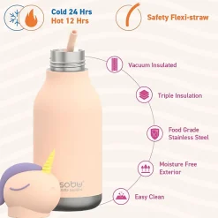 Water Bottles<ASOBU Bestie Bottle Unicorn Stainless Steel Vacuum Insulated Water Bottle, 16 oz., Pink (ADNASBV44UN)