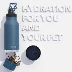 Water Bottles<ASOBU Buddy 3-in-1 Water Bottle with Removable Dog Bowl & Food Compartment, 32 oz., Blue (SDB2)
