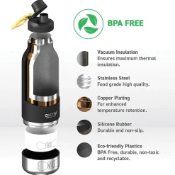 Water Bottles<ASOBU Buddy 3-in-1 Water Bottle with Removable Dog Bowl & Food Compartment, 32 oz., Black (SDB2)