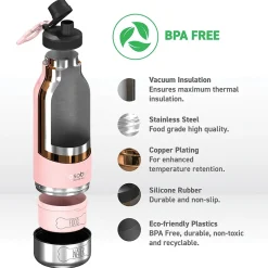 Water Bottles<ASOBU Buddy 3-in-1 Water Bottle with Removable Dog Bowl & Food Compartment, 32 oz., Pink (SDB2)