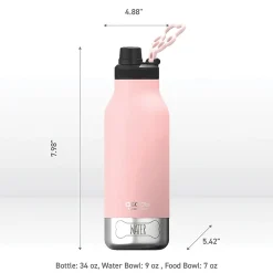 Water Bottles<ASOBU Buddy 3-in-1 Water Bottle with Removable Dog Bowl & Food Compartment, 32 oz., Pink (SDB2)