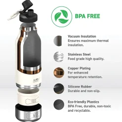 Water Bottles<ASOBU Buddy 3-in-1 Water Bottle with Removable Dog Bowl & Food Compartment, 32 oz., White (SDB2)