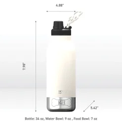 Water Bottles<ASOBU Buddy 3-in-1 Water Bottle with Removable Dog Bowl & Food Compartment, 32 oz., White (SDB2)