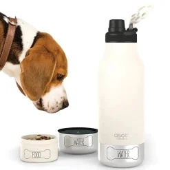 Water Bottles<ASOBU Buddy 3-in-1 Water Bottle with Removable Dog Bowl & Food Compartment, 32 oz., White (SDB2)