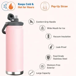 Water Bottles<ASOBU Canyon Stainless Steel Vacuum Insulated Water Bottle, 50 oz., Pink (ADNATMF7P)
