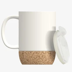 ASOBU Ceramic Travel Mug with Cork Base, 12 oz., White (SM50W)