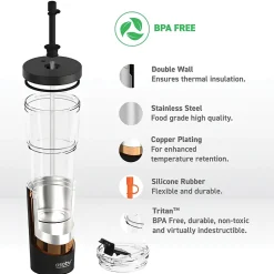 ASOBU Marina See-Through Triton Tumbler with Flexible Straw, 28 oz., Black (ICT400)