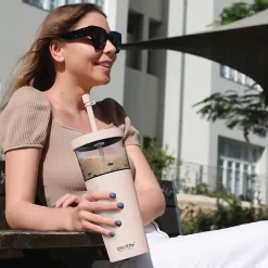 ASOBU Marina See-Through Triton Tumbler with Flexible Straw, 28 oz., Pink (ICT400)