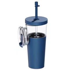 ASOBU Marina See-Through Triton Tumbler with Flexible Straw, 28 oz., Blue (ICT400)