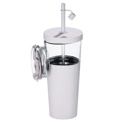 ASOBU Marina See-Through Triton Tumbler with Flexible Straw, 28 oz., White (ICT400)