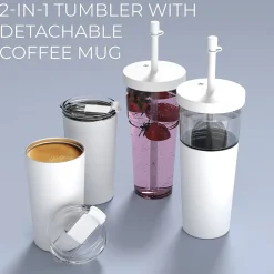 ASOBU Marina See-Through Triton Tumbler with Flexible Straw, 28 oz., White (ICT400)