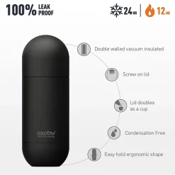 Water Bottles<ASOBU Orb Stainless Steel Vacuum Insulated Water Bottle, 14 oz., Pastel Mint (ADNASBV30PM)