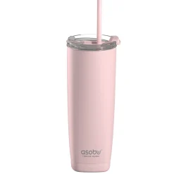 ASOBU 20-Ounce Aquilina Double-Wall-Insulated Stainless Steel Tumbler with Straw, Pink (NA-BF23P)