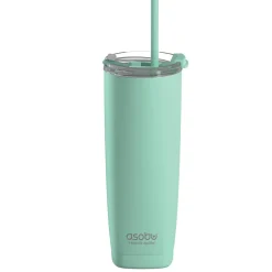 ASOBU 20-Ounce Aquilina Double-Wall-Insulated Stainless Steel Tumbler with Straw, Mint Green (NA-BF23MINT)