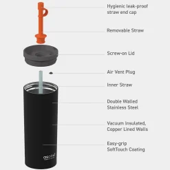 ASOBU Super Sippy Insulated Coffee Tumbler, 20 oz., Black (NA-ICT200)