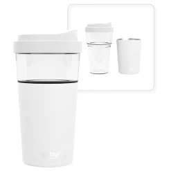 ASOBU Vista Stainless Steel Double Wall Insulated Coffee Mug, 20 oz., White (ADNASM40W)