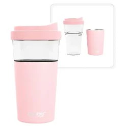 ASOBU Vista Stainless Steel Clear-Insulation Tritan Coffee Mug, 20 oz., Pink (SM40)