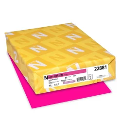 Hot 65 lb. Cardstock Paper, 8.5" x 11", Fireball Fuchsia, 250 Sheets/Pack (22881) Card Stock