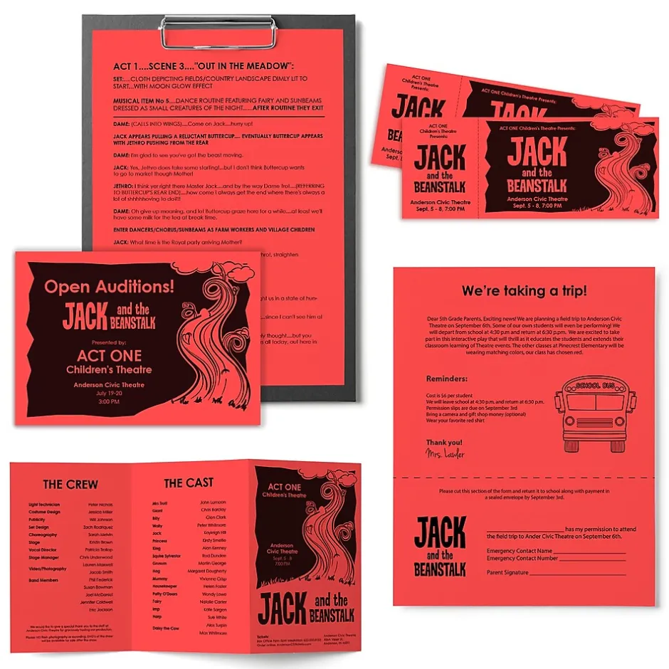 Outlet Colored Paper, 24 lbs., 8.5" x 11", Rocket Red, 500 Sheets/Ream (22641) Multipurpose Paper