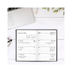 AT-A-GLANCE Fine Diary Pocket Hardcover 2025 Weekly and Monthly Diary, 2.75" x 4.25", Ruled, Black (72-01-05-25) New