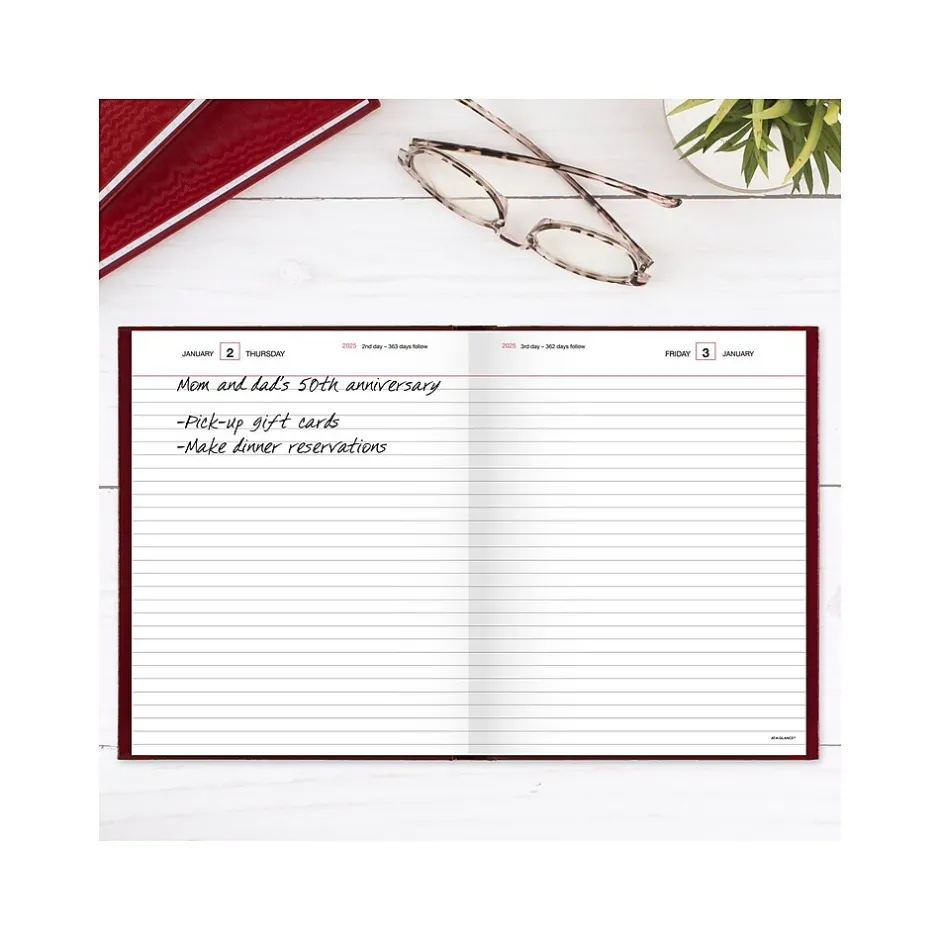 AT-A-GLANCE Standard Hardcover 2025 Daily Diary, 7.5" x 9.5", Ruled, Red (SD374-13-25) Best