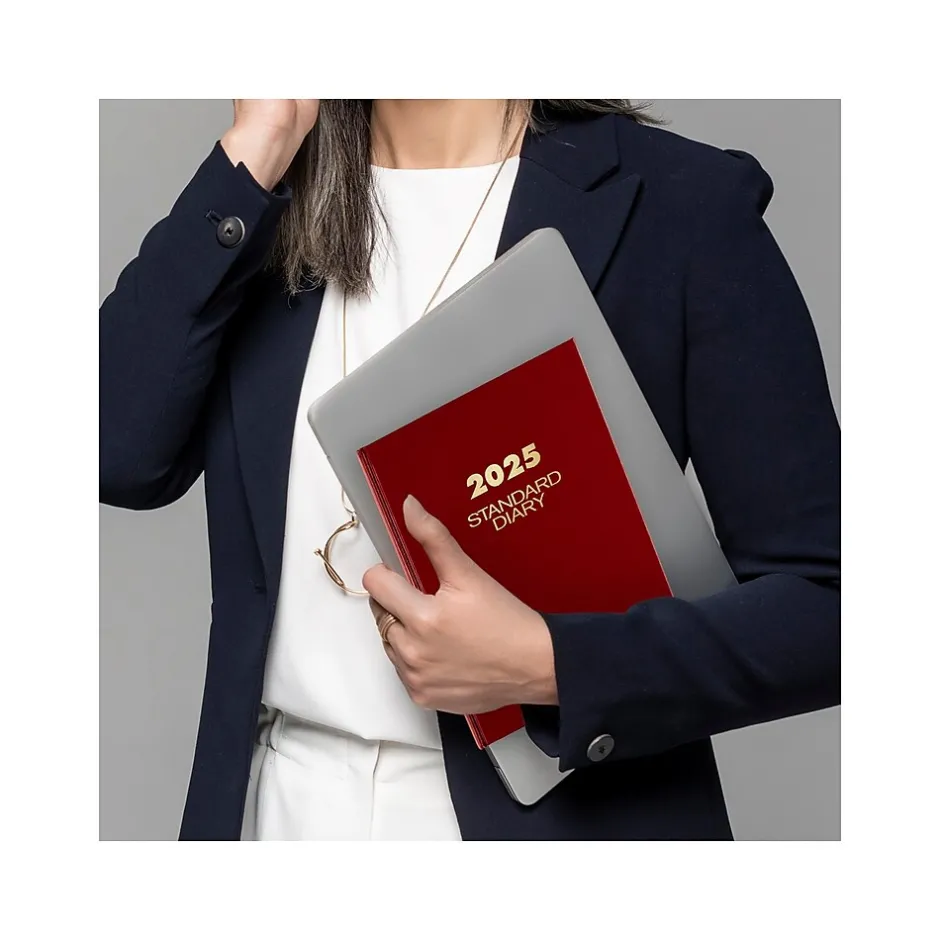 AT-A-GLANCE Standard Hardcover 2025 Daily Diary, 7.5" x 9.5", Ruled, Red (SD374-13-25) Best