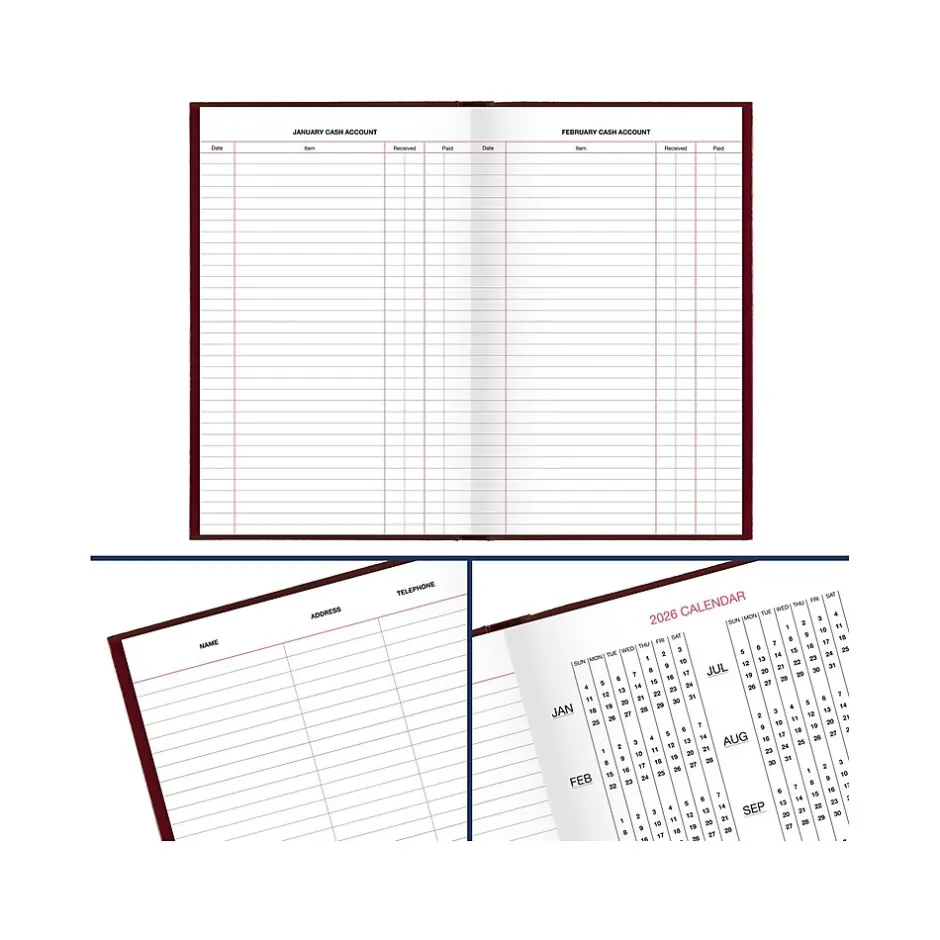 AT-A-GLANCE Standard Hardcover 2025 Daily Diary, 7.75" x 12", Ruled, Red (SD376-13-25) Outlet