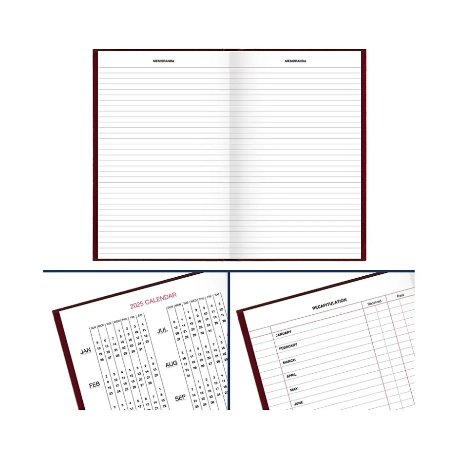 AT-A-GLANCE Standard Hardcover 2025 Daily Diary, 7.75" x 12", Ruled, Red (SD377-13-25) Hot