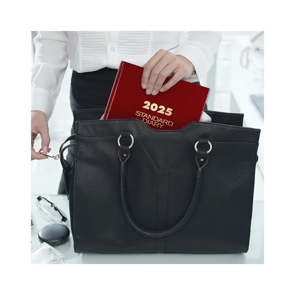AT-A-GLANCE Standard Hardcover 2025 Daily Diary, 7.75" x 12", Ruled, Red (SD377-13-25) Hot