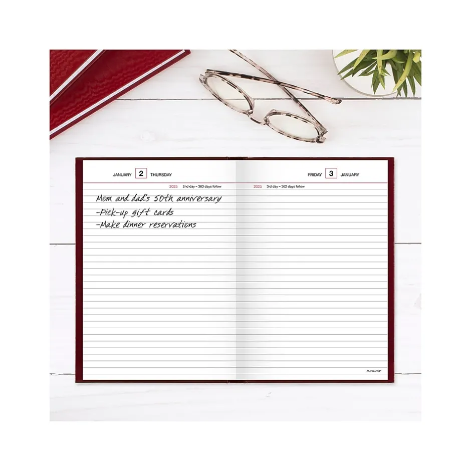 AT-A-GLANCE Standard Hardcover 2025 Daily Reminder, 5.75" x 8.25", Red (SD389-13-25) Hot