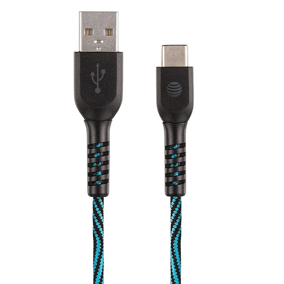 AT&T Charge and Sync USB to Type-C Cable, 4 ft., Blue (TCB04-BLU)