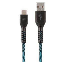 AT&T Charge and Sync USB to Type-C Cable, 4 ft., Blue (TCB04-BLU)