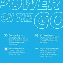 AT&T Portable Wireless Suction Power Bank, 10,000 mAh, Black (QPB10-BLK)