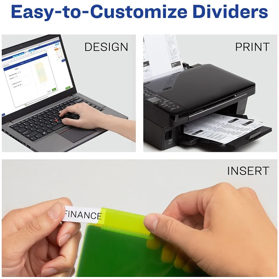 Avery Big Tab Corner Lock Insertable Plastic Dividers with 3 Pockets, 5 Tabs, Multicolor (11273) Sale