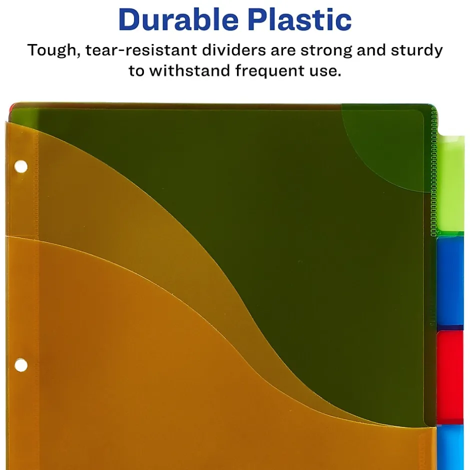 Avery Big Tab Corner Lock Insertable Plastic Dividers with 3 Pockets, 5 Tabs, Multicolor (11273) Sale