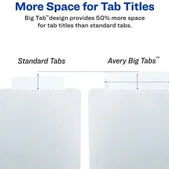 Avery Big Tab Insertable Plastic Dividers with Pocket, 5 Tabs, Multicolor Pastel (07714) New
