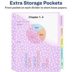 Avery Big Tab Insertable Plastic Dividers with Pocket, 5 Tabs, Multicolor Pastel (07714) New